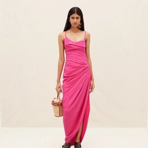 Jacquemus pink gown maxi dress